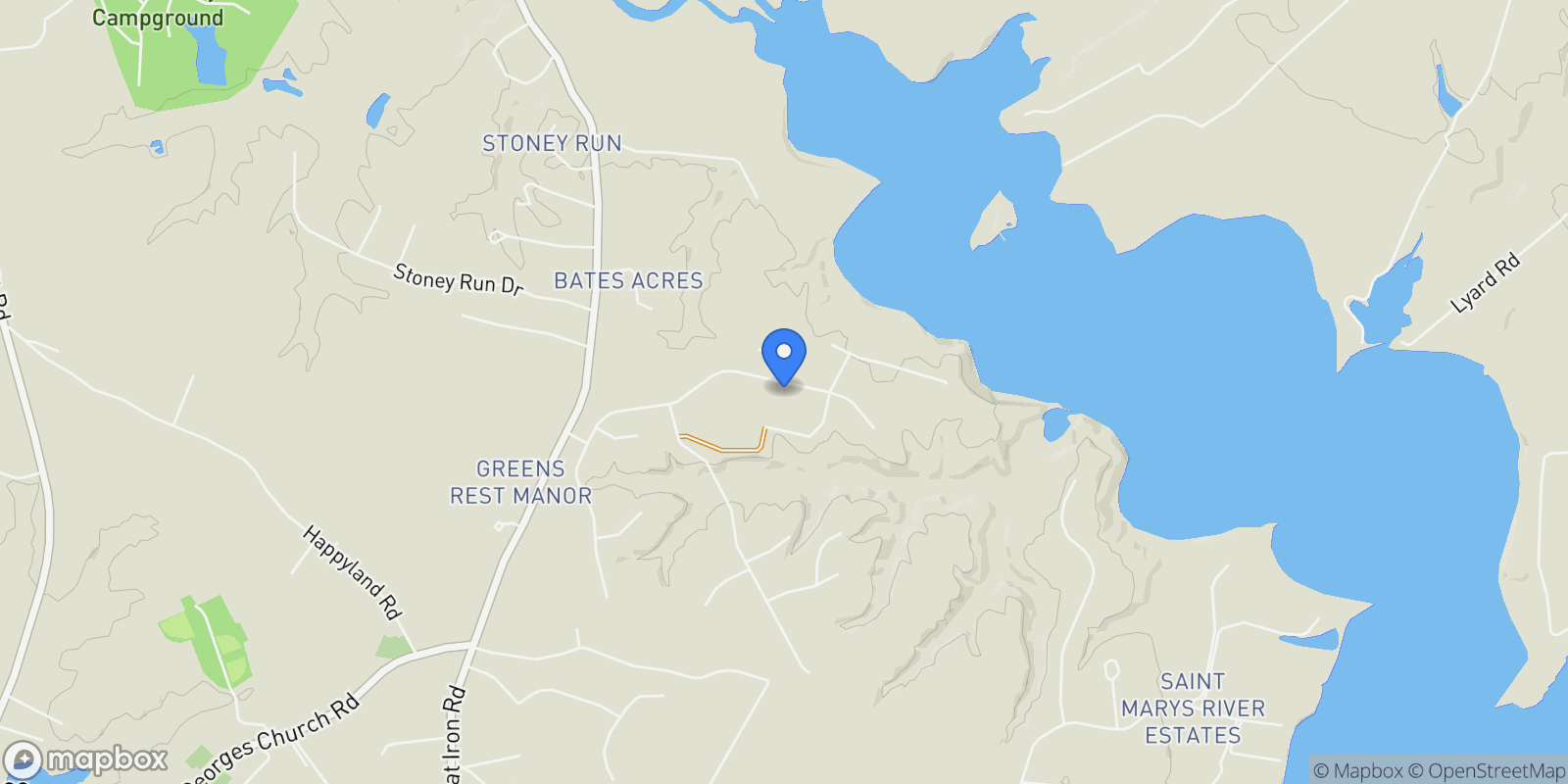 Map showing 46175 North Greens Rest Drive, Great mills, MD 20634, Valley Lee, Maryland, United States.