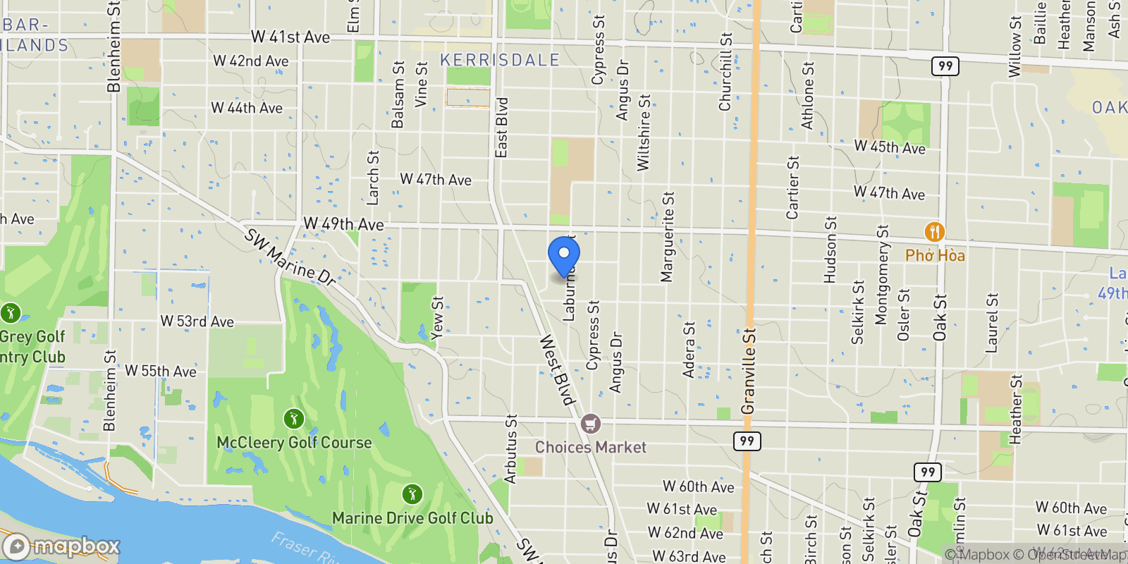 Map showing 6677 Laburnum Street, Vancouver, BC, V6P5M6, CANADA, Vancouver, British Columbia, Canada.