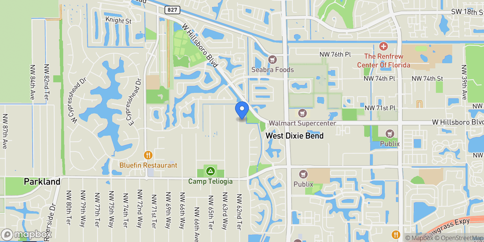 Map showing 7132 NW 62nd Ter, Parkland, Florida, United States.