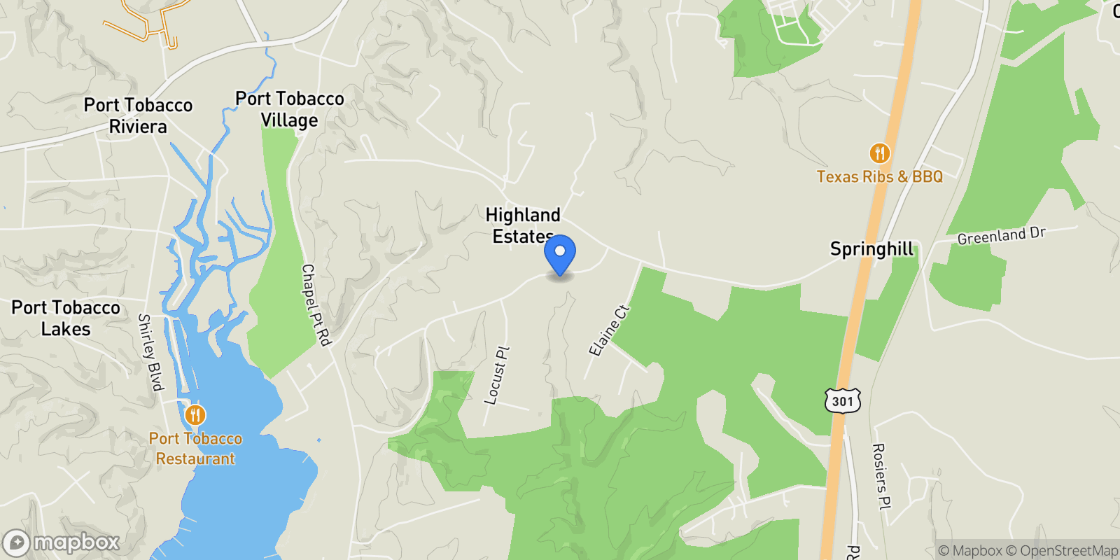 Map showing 8845 Locust Grove Drive, Port Tobacco, MD 20677, Port Tobacco, Maryland, United States.
