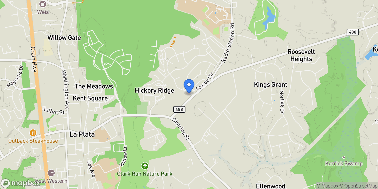 Map showing 1001 Agricopia Drive, La Plata, MD 20646, La Plata, Maryland, United States.