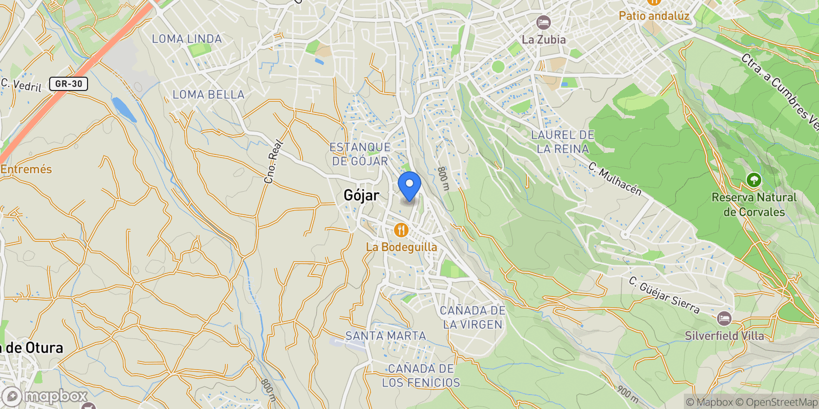 Map showing Gójar, Gójar, Granada, Gójar, Gojar, Andalusia, Spain.
