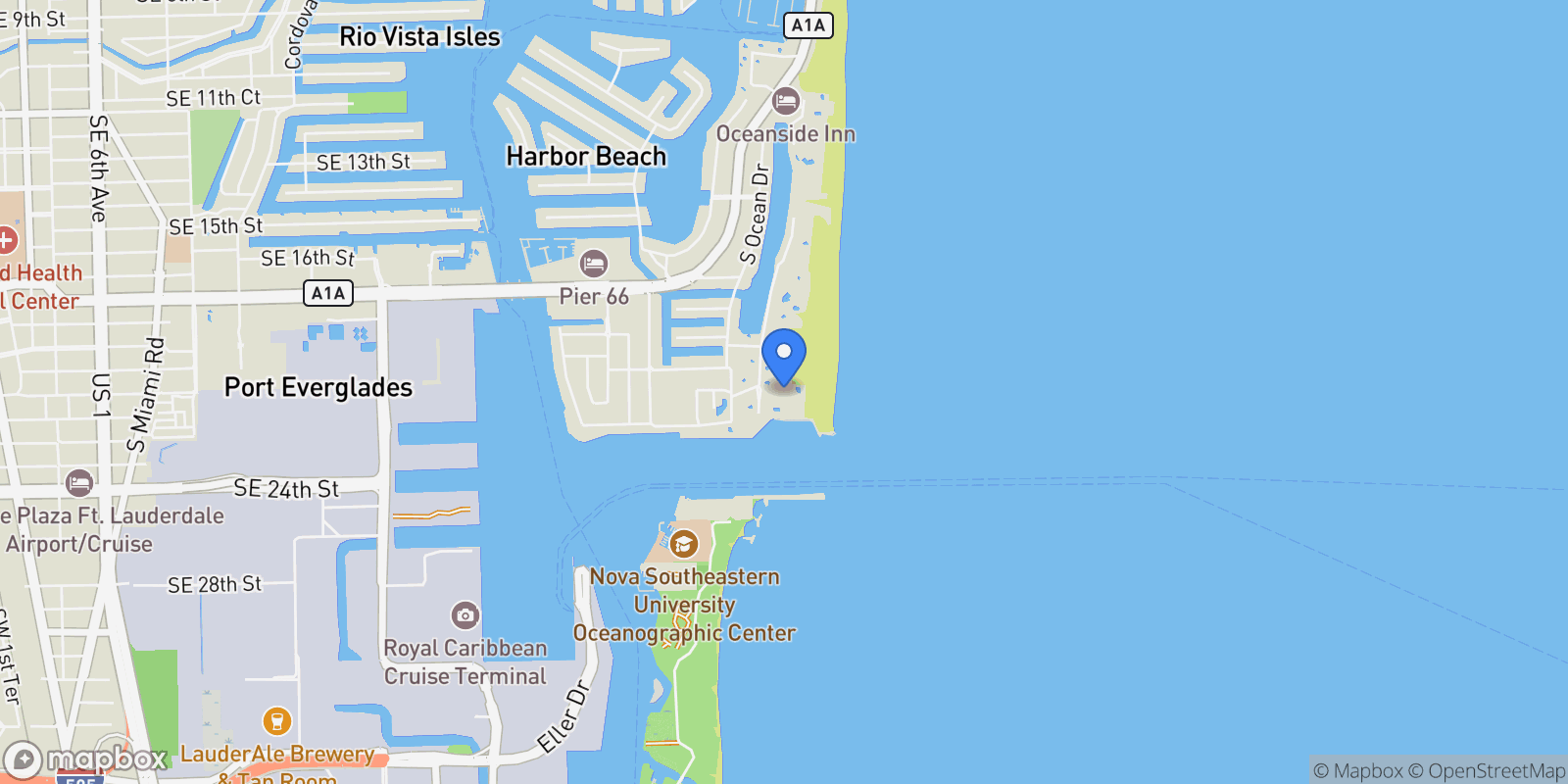 Map showing 2100 S Ocean Ln 411, Fort Lauderdale, Florida, United States.