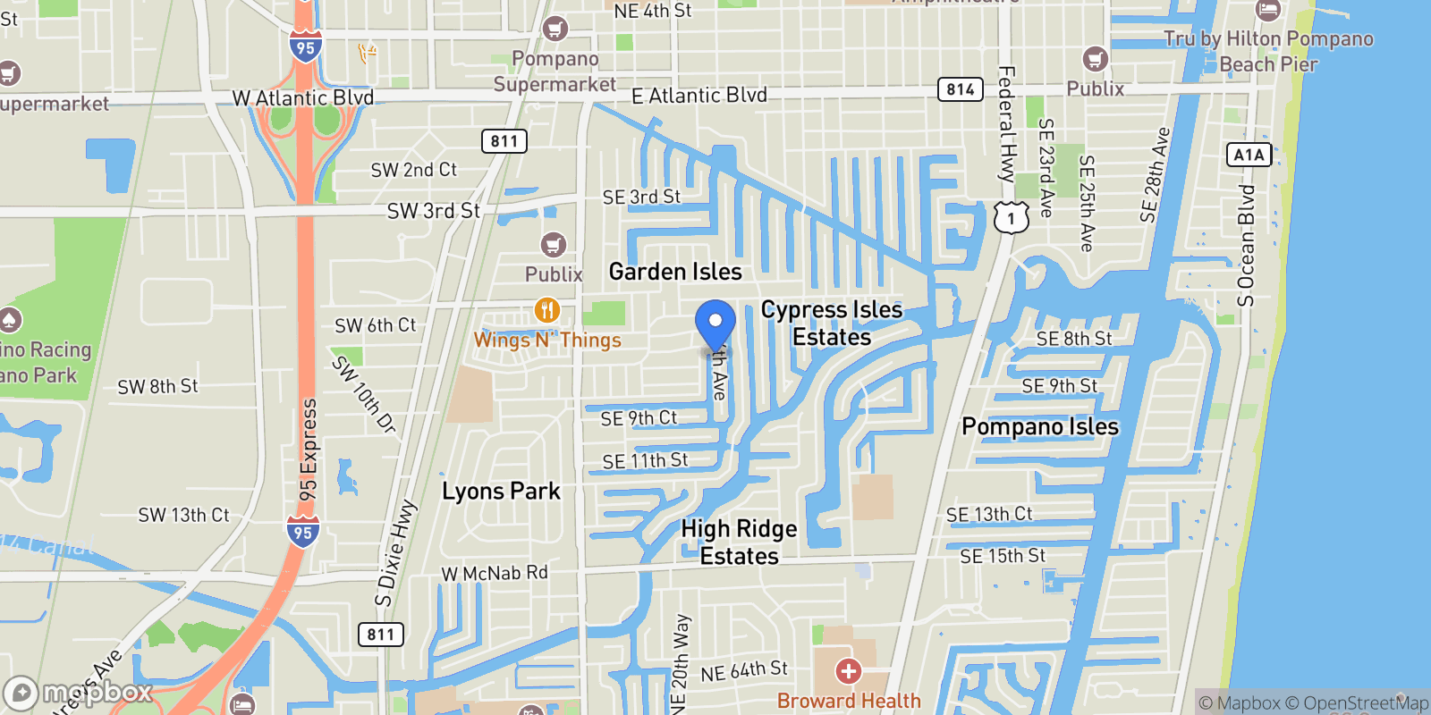 Map showing 731 SE 4th Ave, Pompano Beach, Florida, United States.