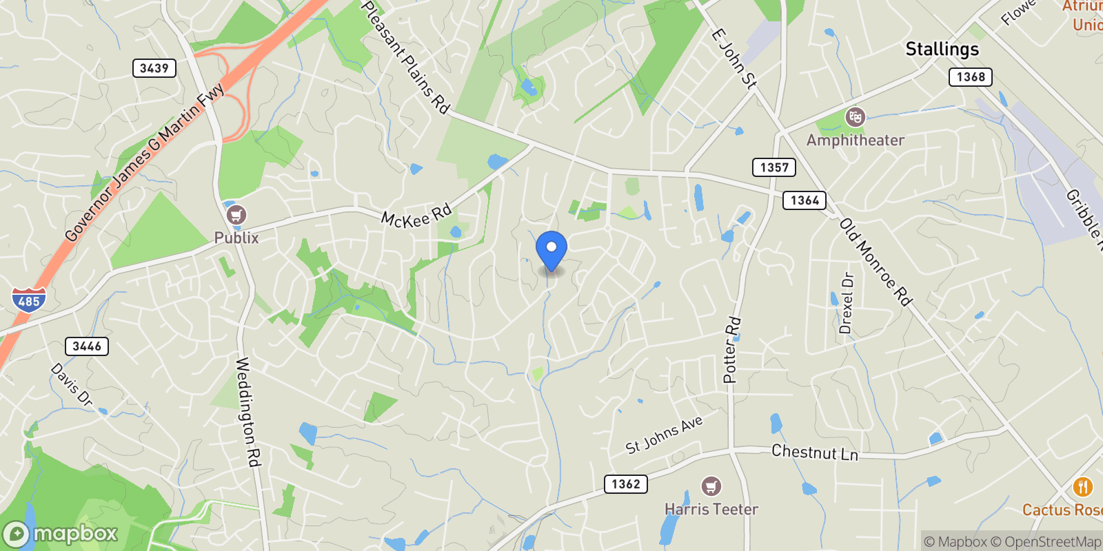 Map showing 3109 Savannah Hills Drive, Matthews, NC 28105, Matthews, North Carolina, United States.
