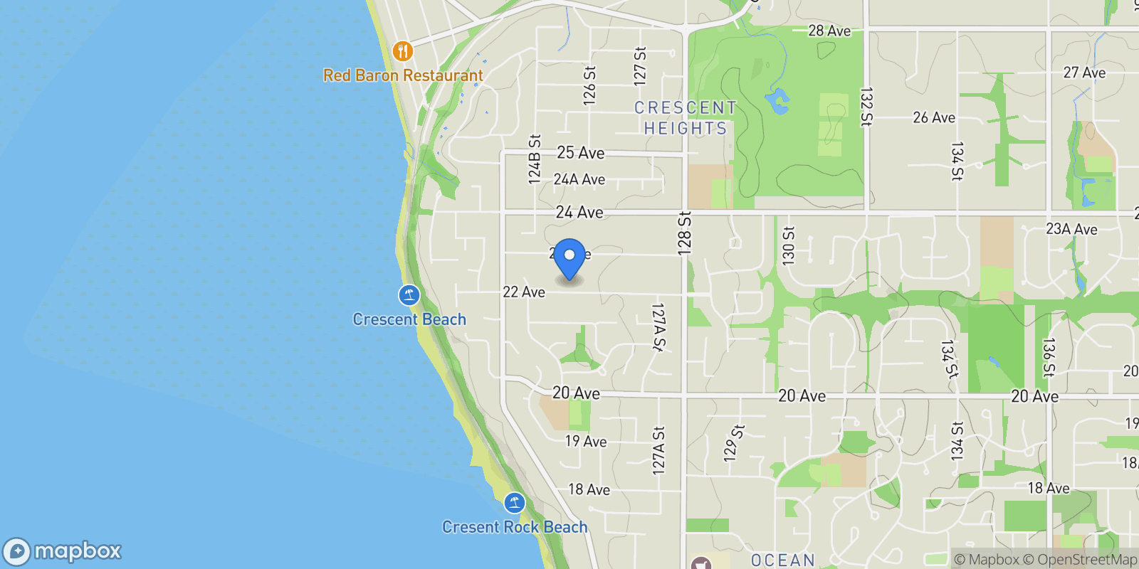 Map showing 12551 22 Avenue, Surrey, BC, V4A2B6, CANADA, Surrey, British Columbia, Canada.