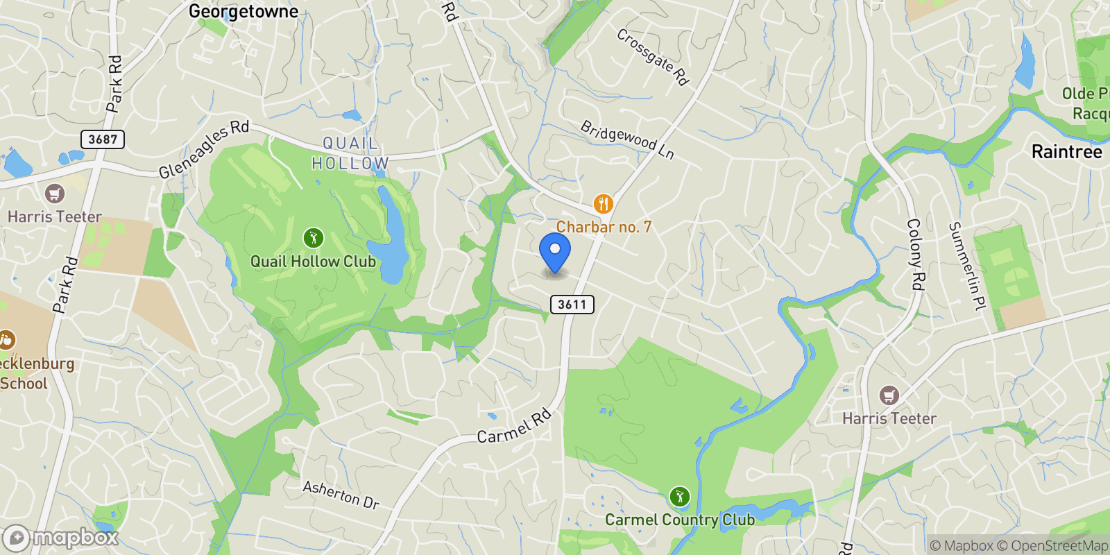 Map showing 4212 Montibello Drive, Charlotte, NC 28226, Charlotte, North Carolina, United States.