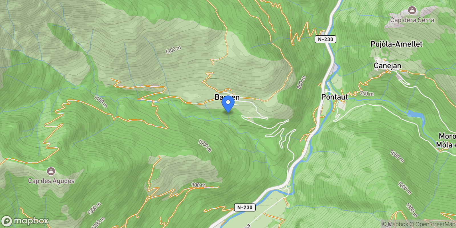Map showing Pirineo leridano, Bausen, LLEIDA, Bausen, Bausen, Catalonia, Spain.