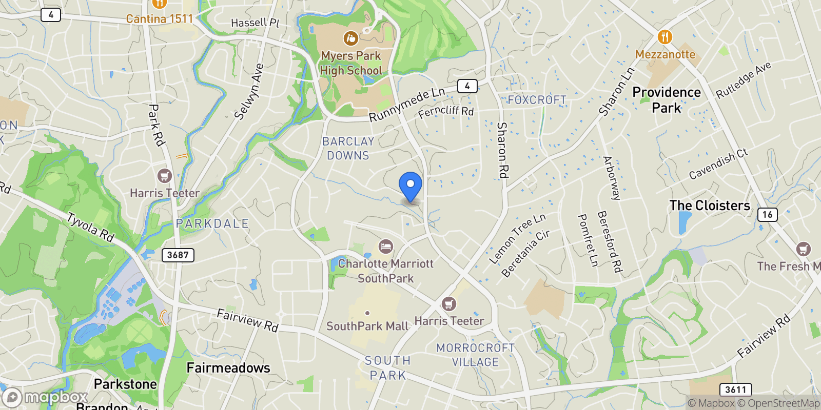 Map showing 2823 Wickersham Road, Charlotte, NC 28211, Charlotte, North Carolina, United States.