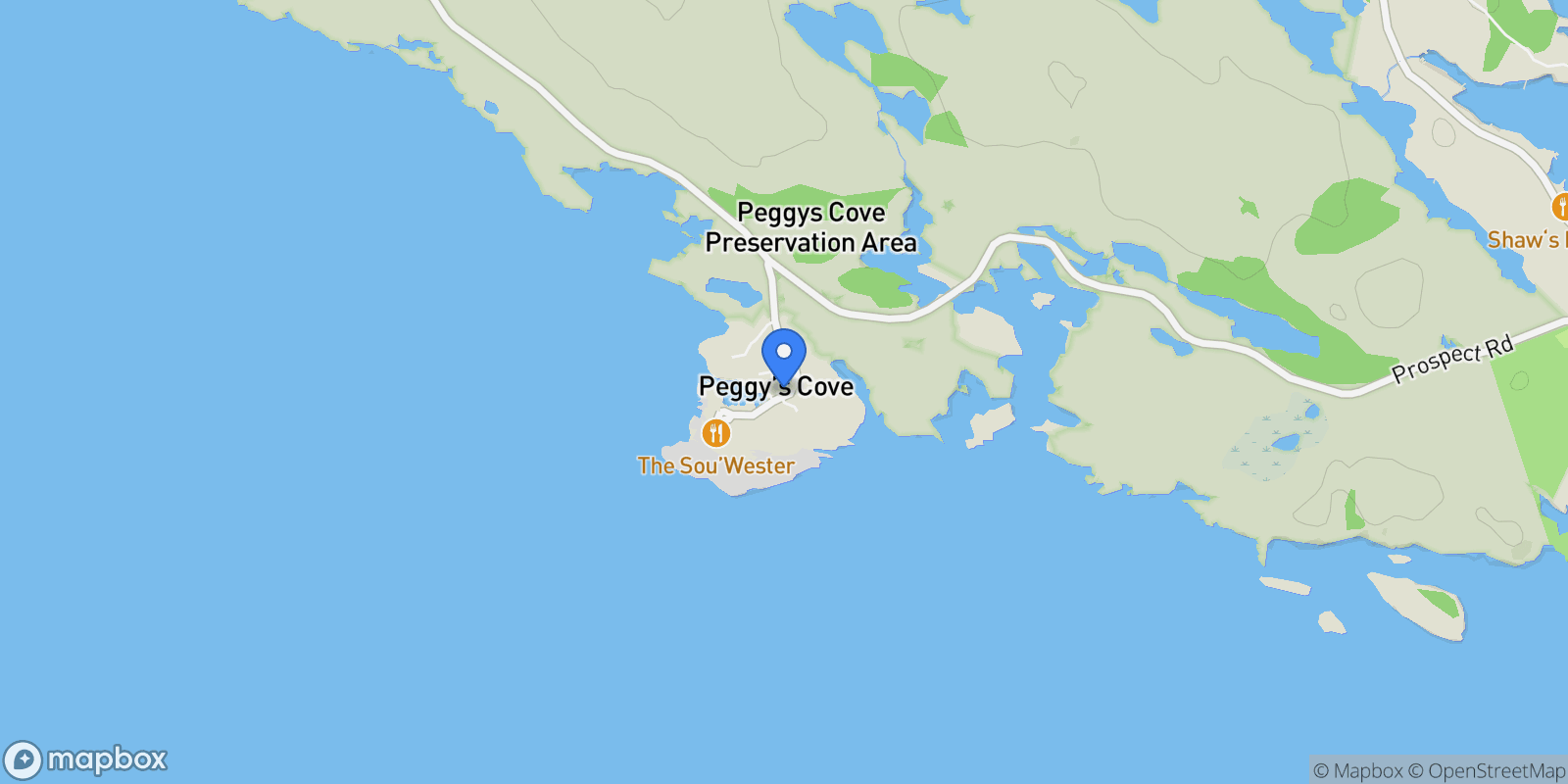 Map showing Peggys Cove Road Lot 100, Peggys Cove, Nova Scotia, Canada.