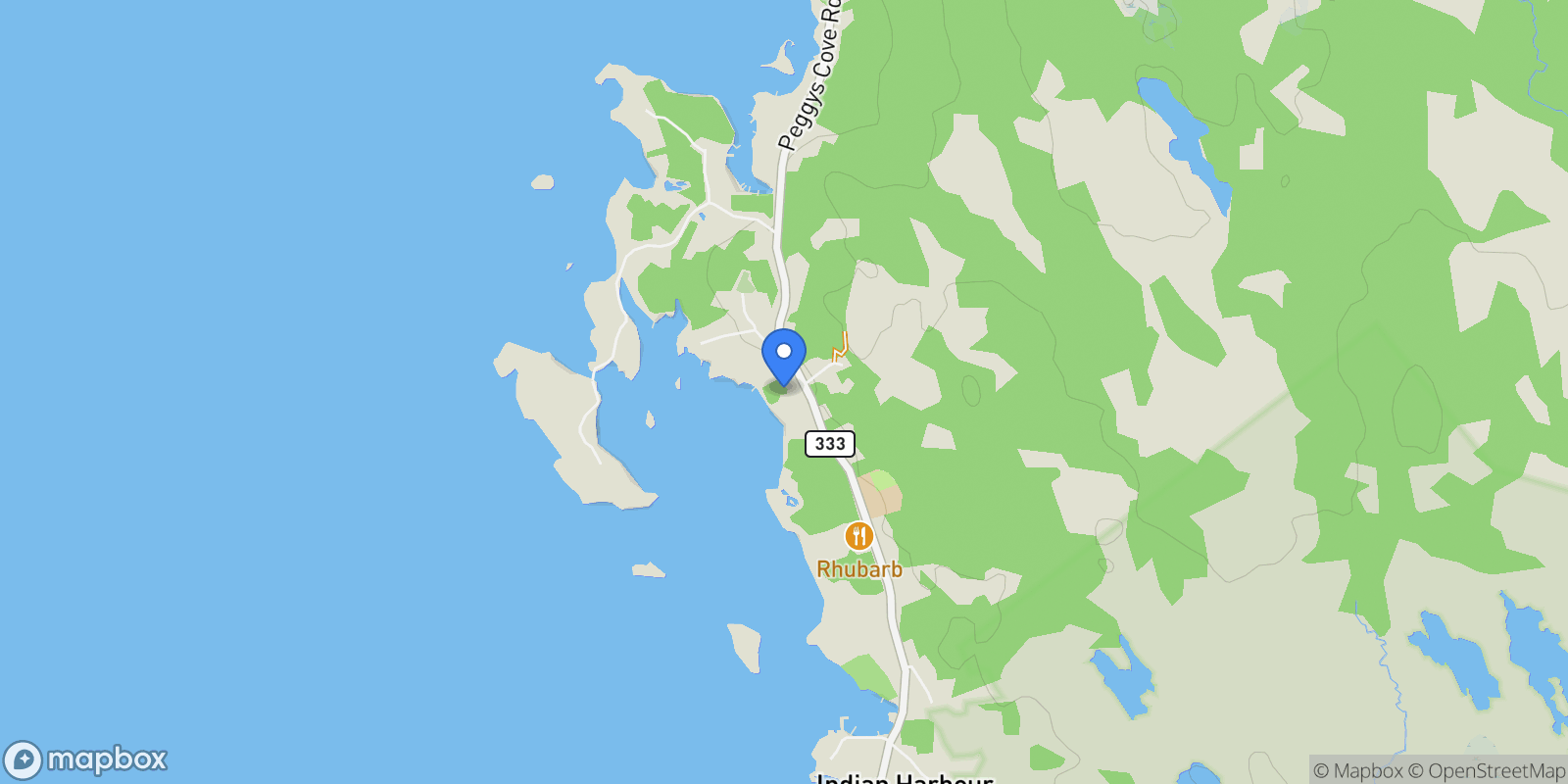 Map showing 8776 Peggys Cove Road, Indian Harbour, Nova Scotia, Canada.