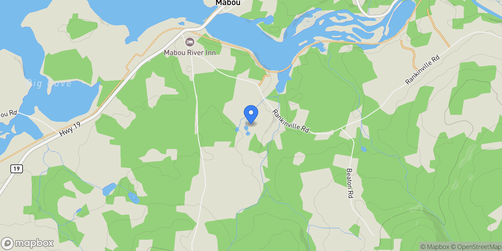 Map showing 166 Rankinville Road, Mabou, Nova Scotia, Canada.
