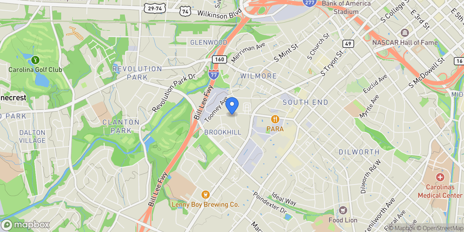 Map showing 631 W Tremont Avenue, Charlotte, NC 28203, Charlotte, North Carolina, United States.