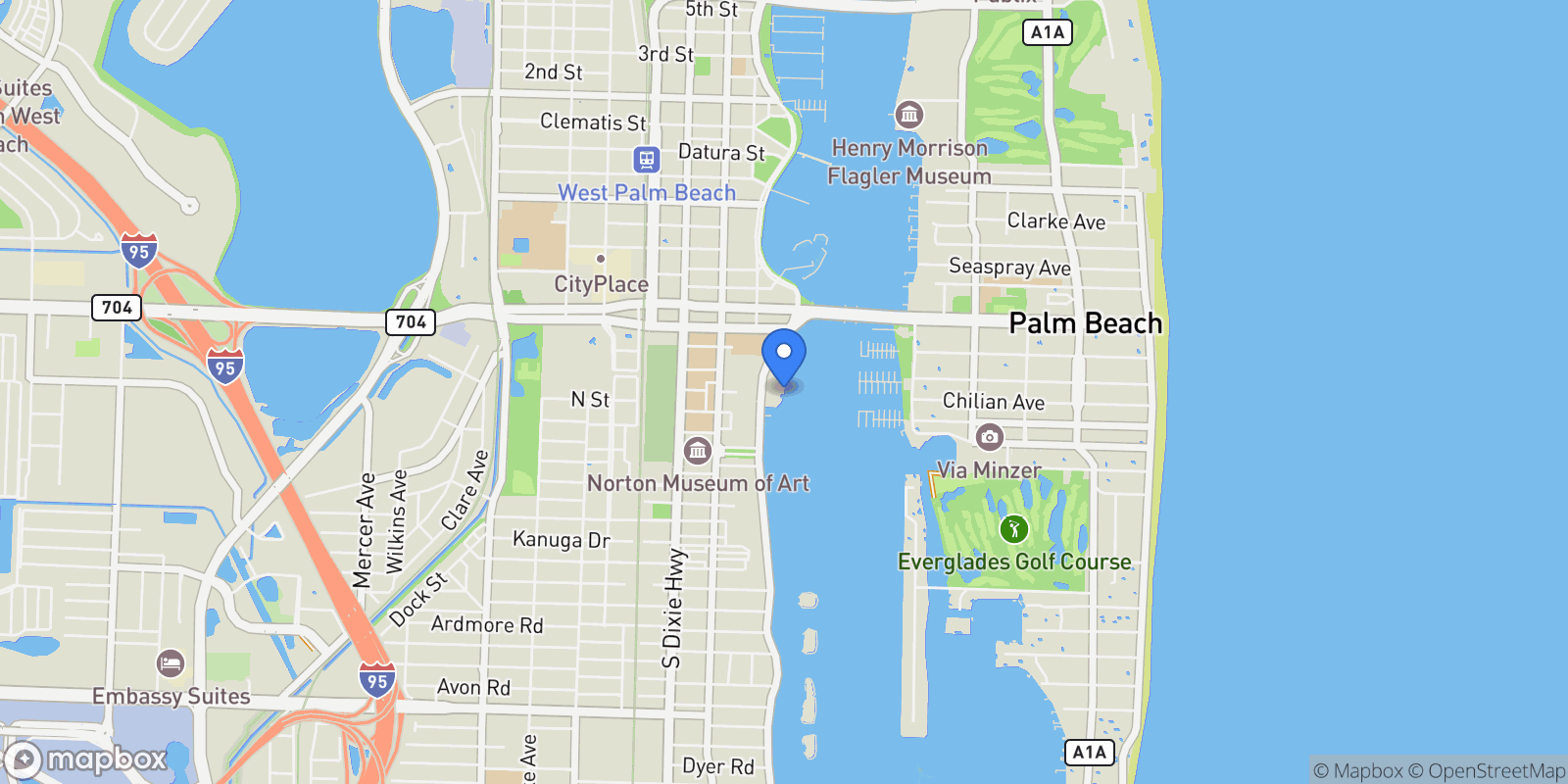 Map showing 1200 S Flagler Drive 101, West Palm Beach, FL, United States.