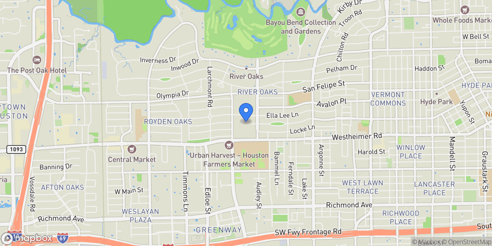 Map showing 3 Briarwood Court, Houston, Texas, United States.