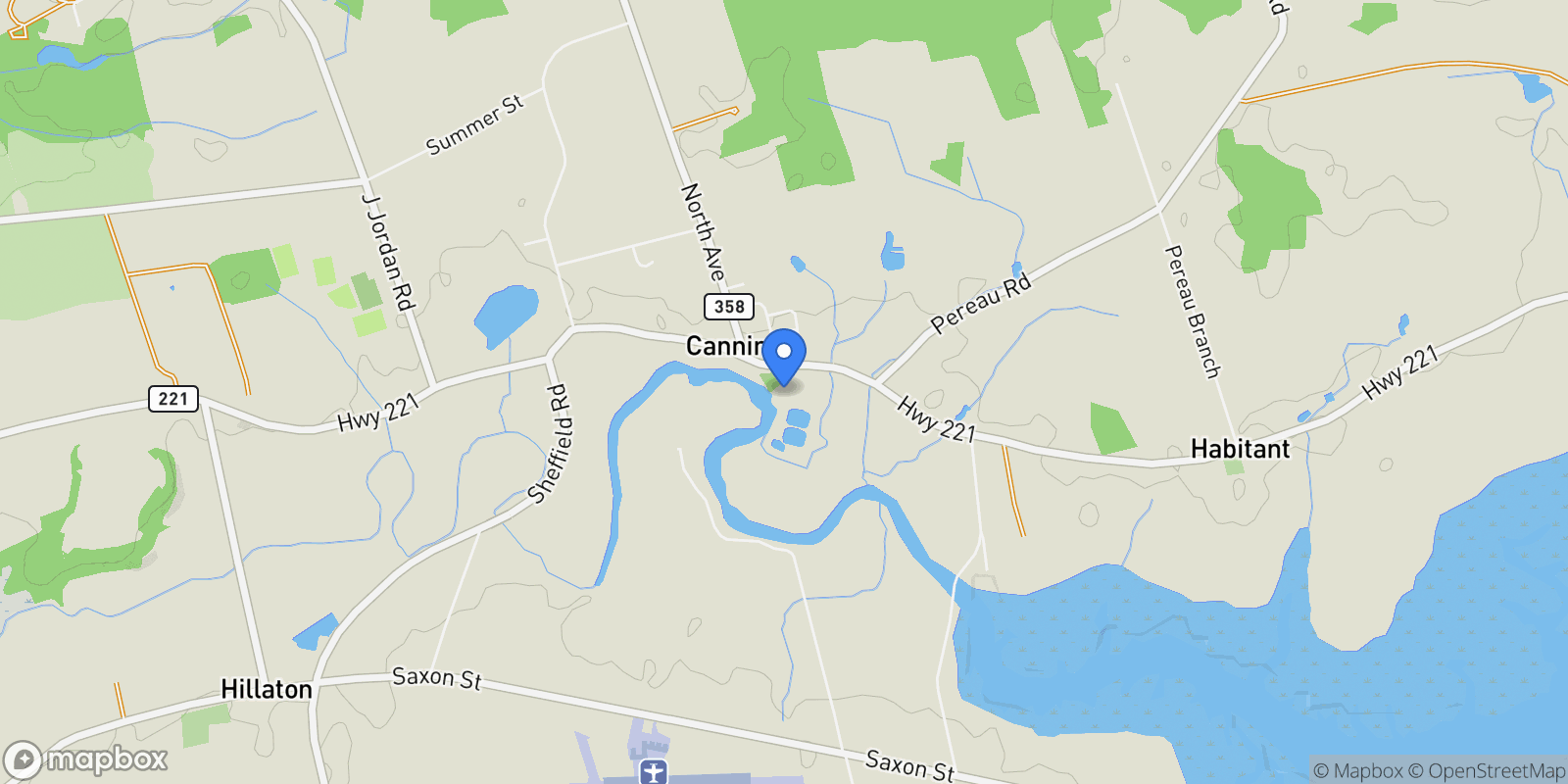 Map showing 9878 Main Street, Canning, Nova Scotia, Canada.