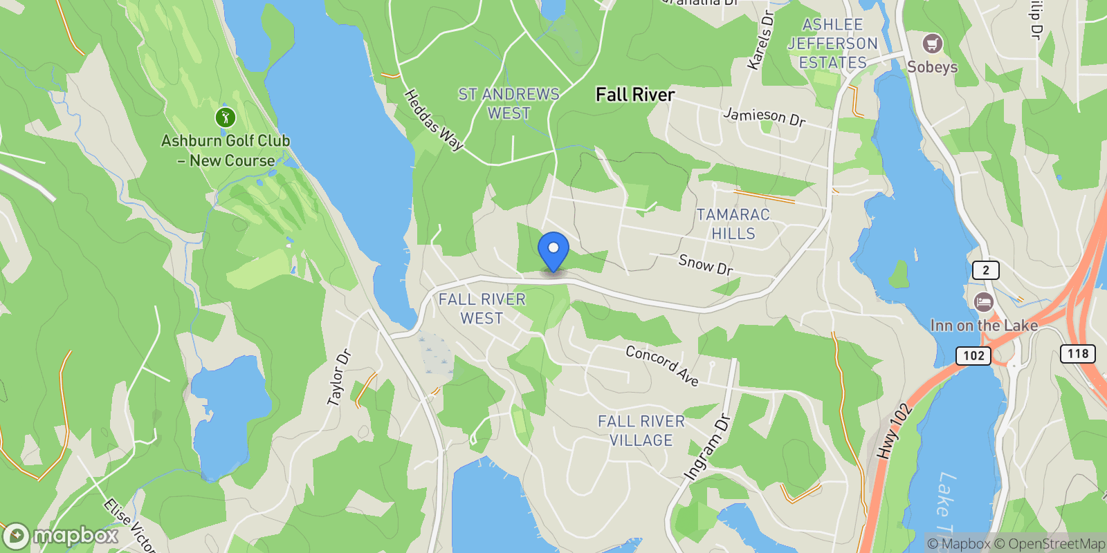 Map showing 950 Fall River Road, Fall River, Nova Scotia, Canada.