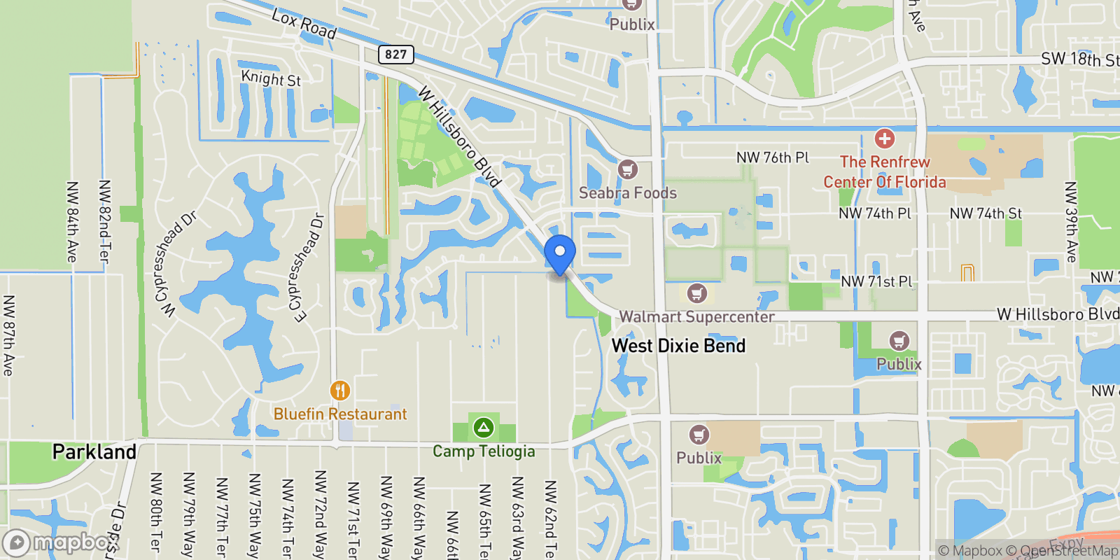 Map showing 7272 NW 62nd Ter, Parkland, Florida, United States.