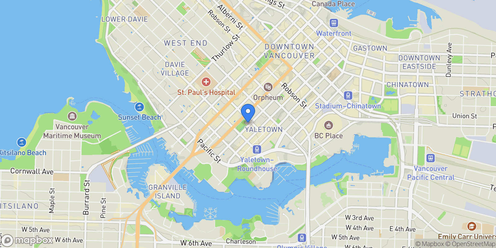 Map showing 1111 Richards Street # 2504, Vancouver, BC, V6B0S3, CANADA, Vancouver, British Columbia, Canada.