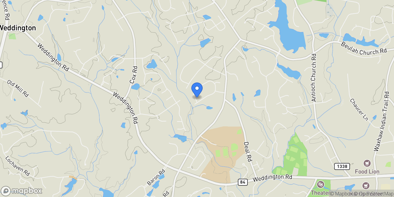 Map showing 3958 Mourning Dove Drive, Weddington, NC 28104, Weddington, North Carolina, United States.