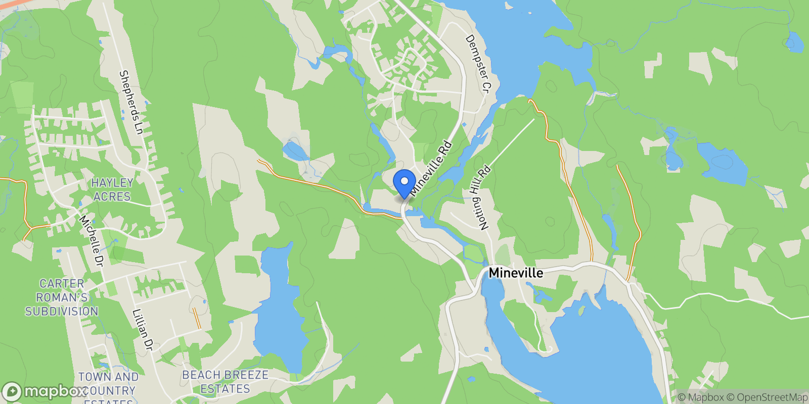 Map showing Mineville Road, Mineville, Nova Scotia, Canada.