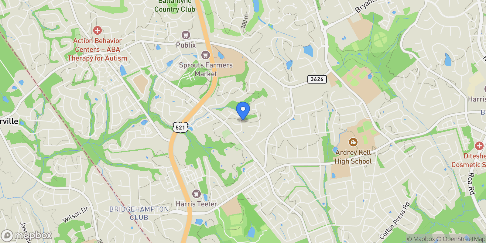 Map showing 10837 Wilklee Drive, Charlotte, NC 28277, Charlotte, North Carolina, United States.