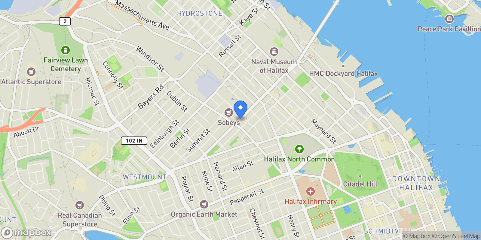 Map showing 6168 6170 North Street, Halifax, Nova Scotia, Canada.