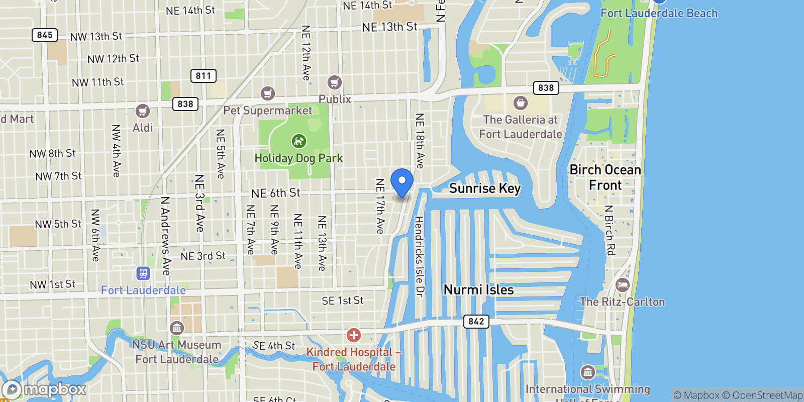 Map showing 525 N Victoria Park Rd, Fort Lauderdale, Florida, United States.