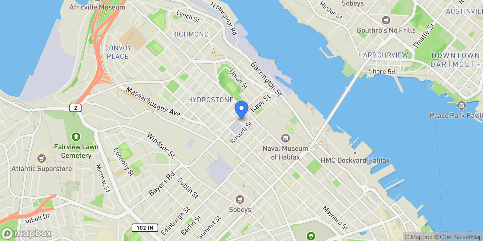 Map showing 5551 Sullivan Street, Halifax, Nova Scotia, Canada.
