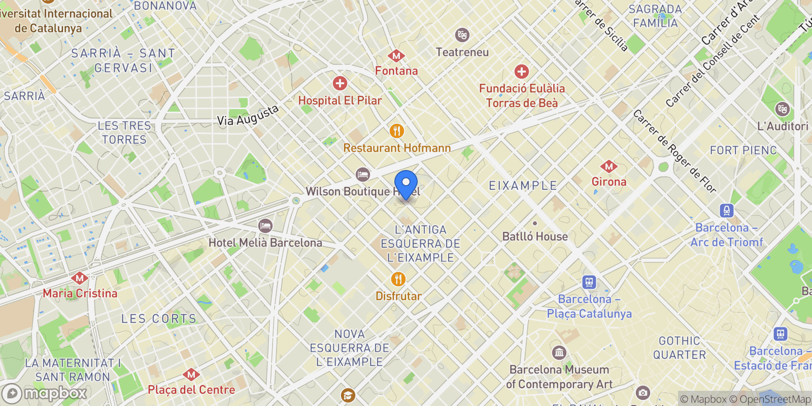 Map showing Carrer d'Aribau, Barcelona, Spain, Eixample, Barcelona, Spain.