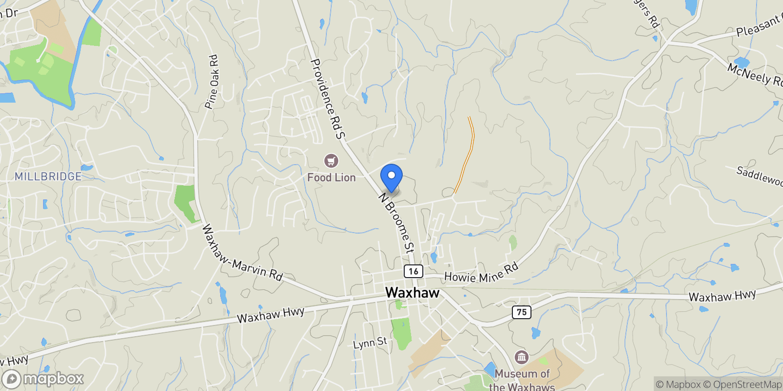 Map showing 0000 HWY 16 Highway, Waxhaw, NC 28173, Waxhaw, North Carolina, United States.
