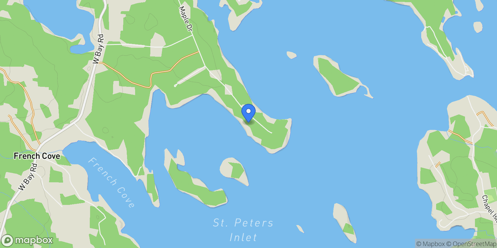 Map showing 430 Maple Drive, Richmond, Subd. A, Nova Scotia, Canada.