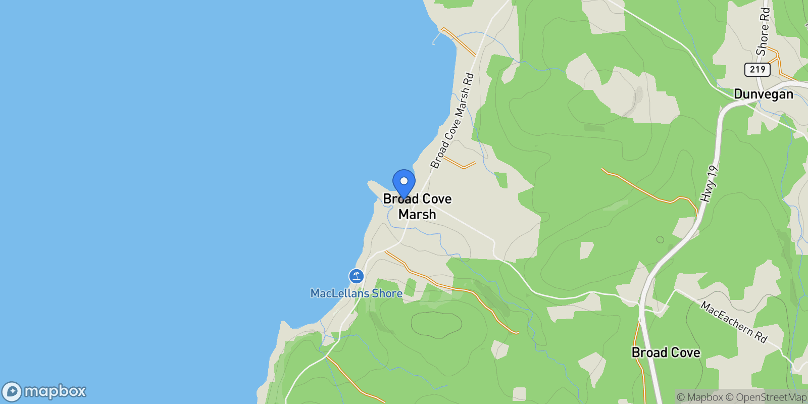 Map showing 1053 Broad Cove Marsh Road, Broad Cove Marsh, Nova Scotia, Canada.