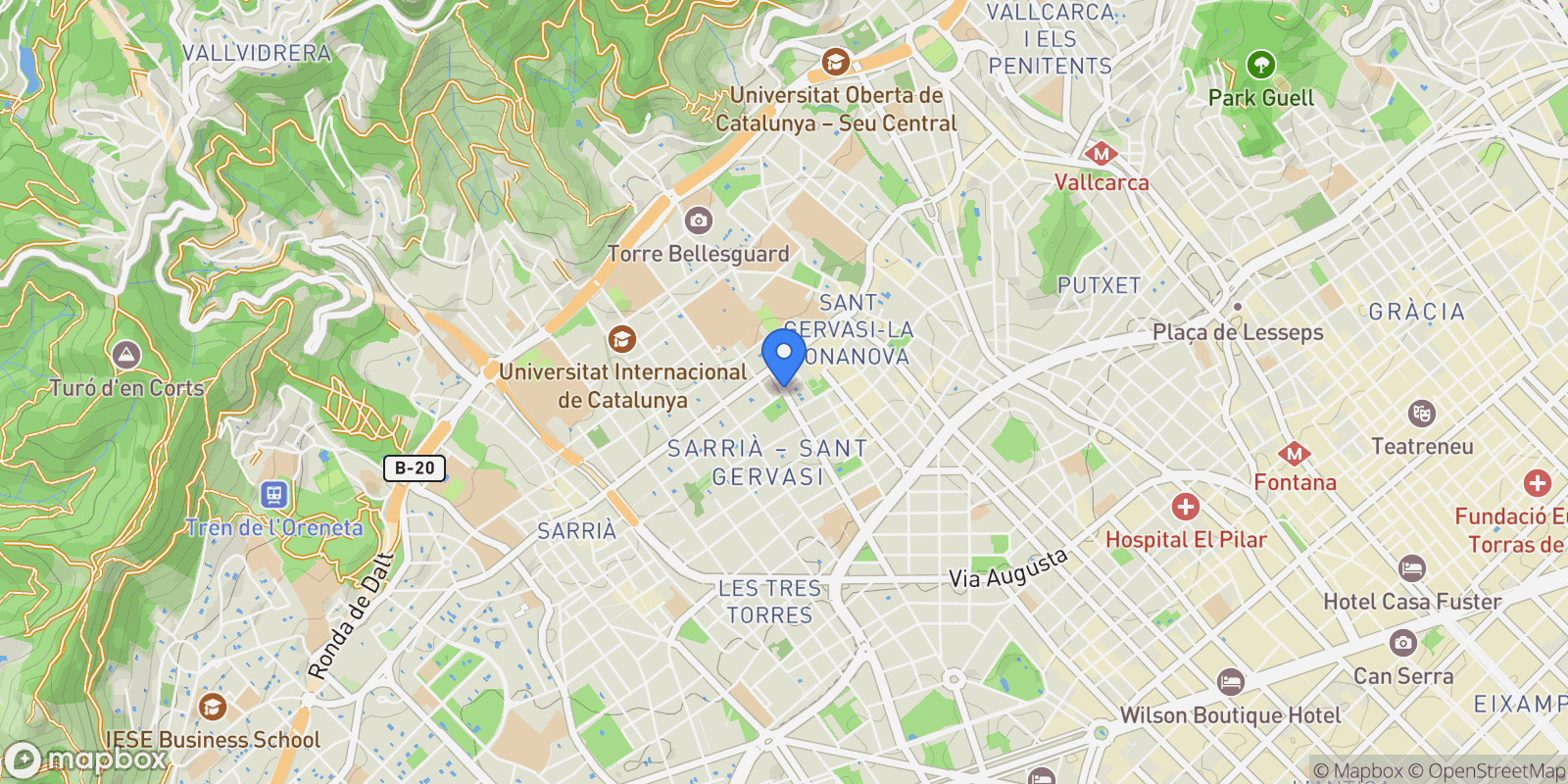 Map showing Sarrià-Sant Gervasi, Barcelona, Spain, Sarria - Sant Gervasi, Barcelona, Spain.