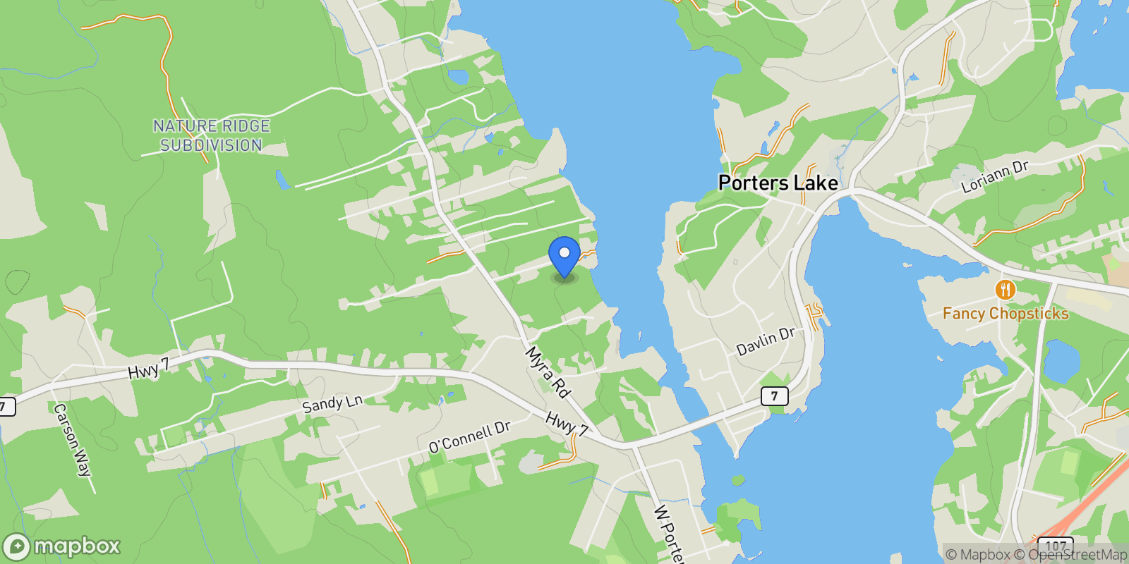 Map showing 183 Myra Road Lot R-1A, Porters Lake, Nova Scotia, Canada.