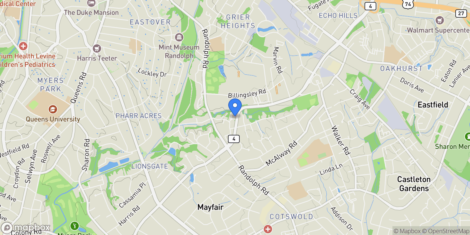 Map showing 615 Bourton House Drive, Charlotte, NC 28211, Charlotte, North Carolina, United States.