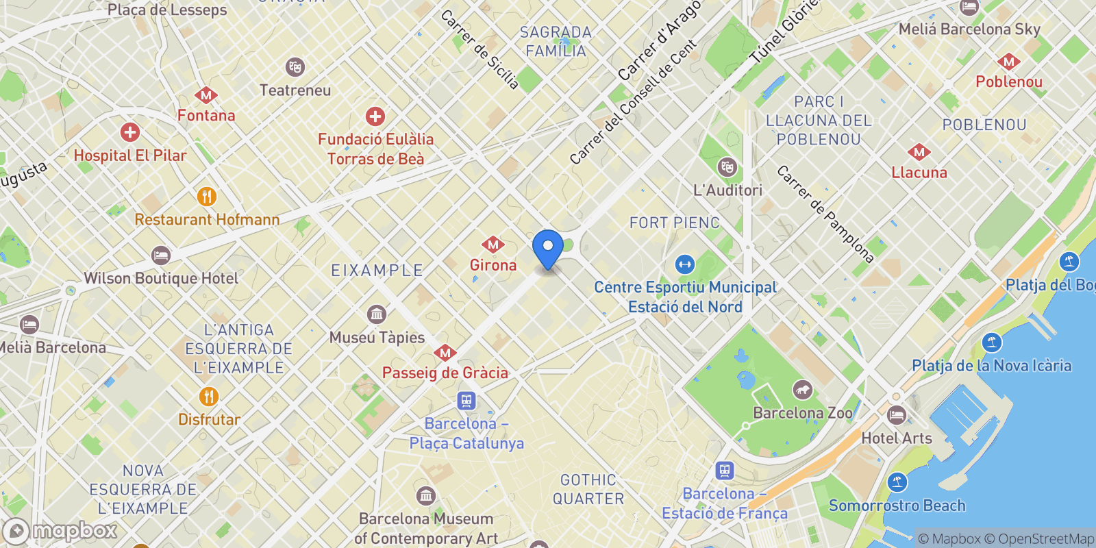 Map showing Gran Via de les Corts Catalanes, 700, L'Eixample, 08010 Barcelona, Spain, Eixample, Barcelona, Spain.