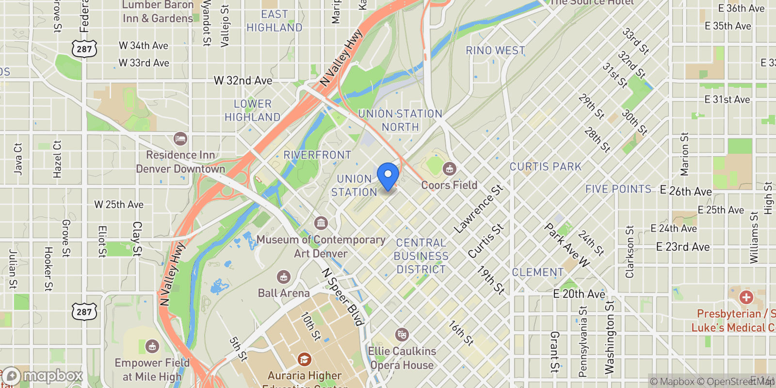 Map showing 1801 Wynkoop Street Unit# 603, Denver, CO 80202, Denver, Colorado, United States.