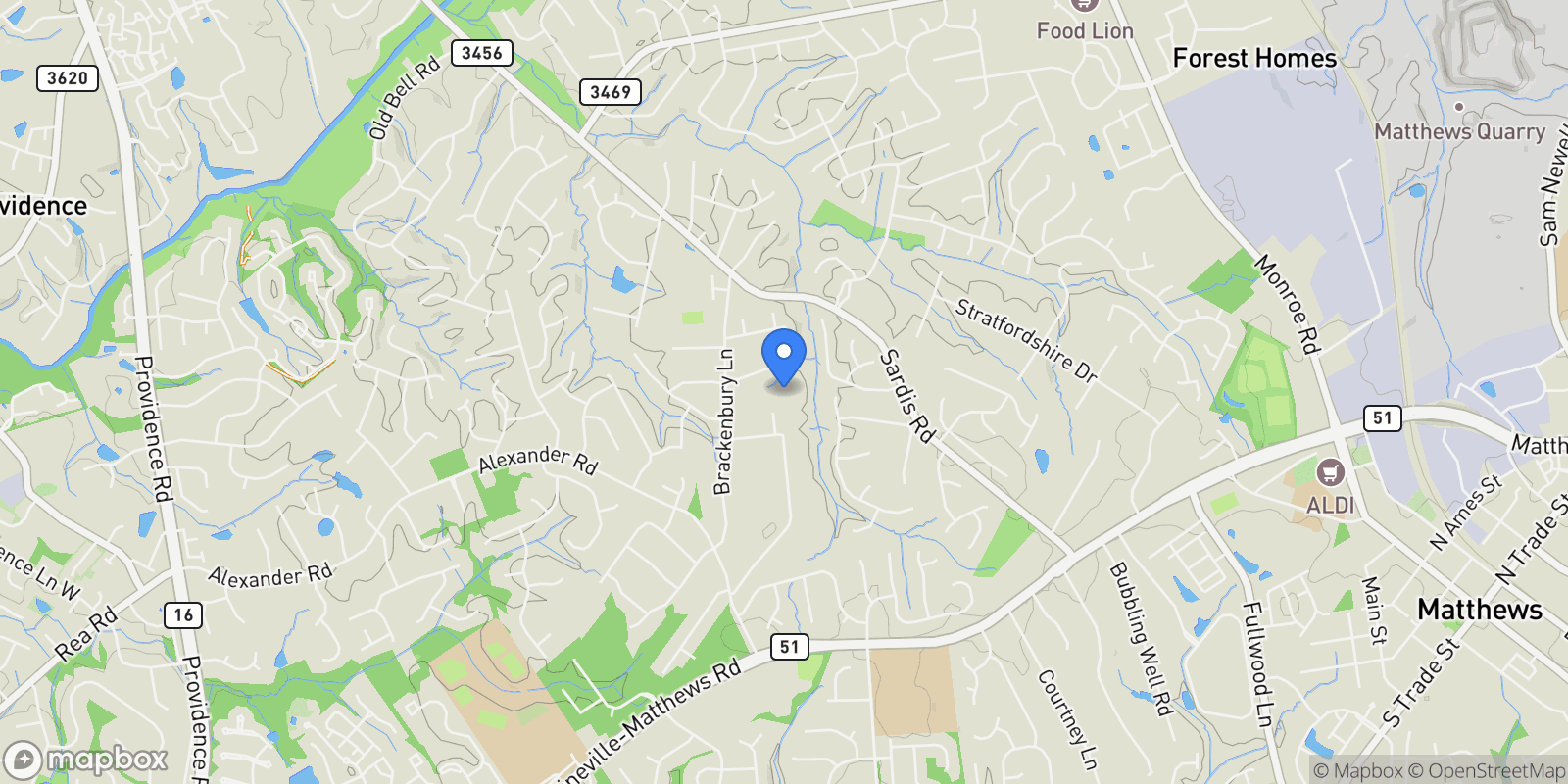 Map showing 125 Great Oaks Lane, Charlotte, NC 28270, Charlotte, North Carolina, United States.