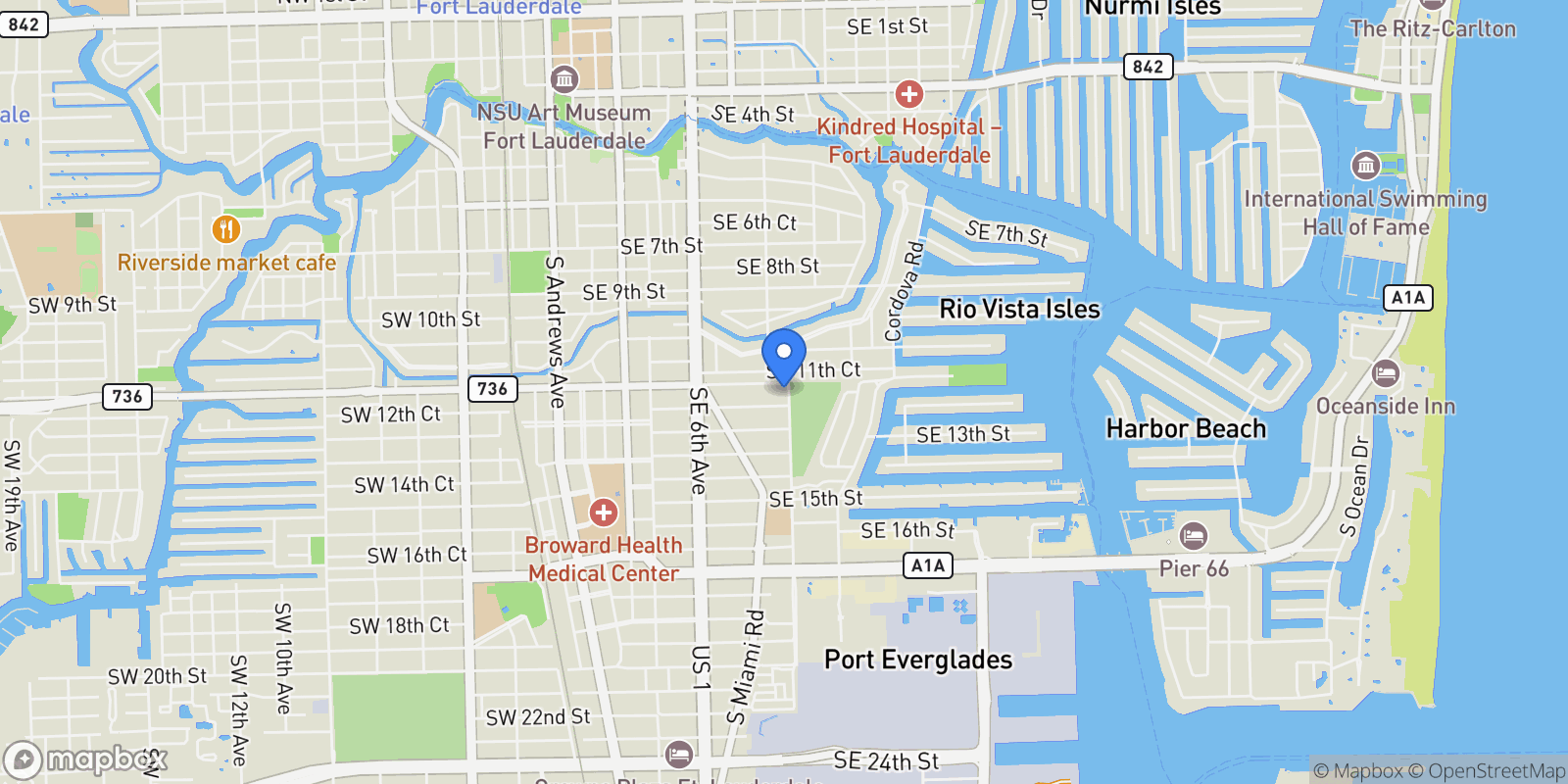 Map showing 922 SE 12th Street 922, Fort Lauderdale, Florida, United States.