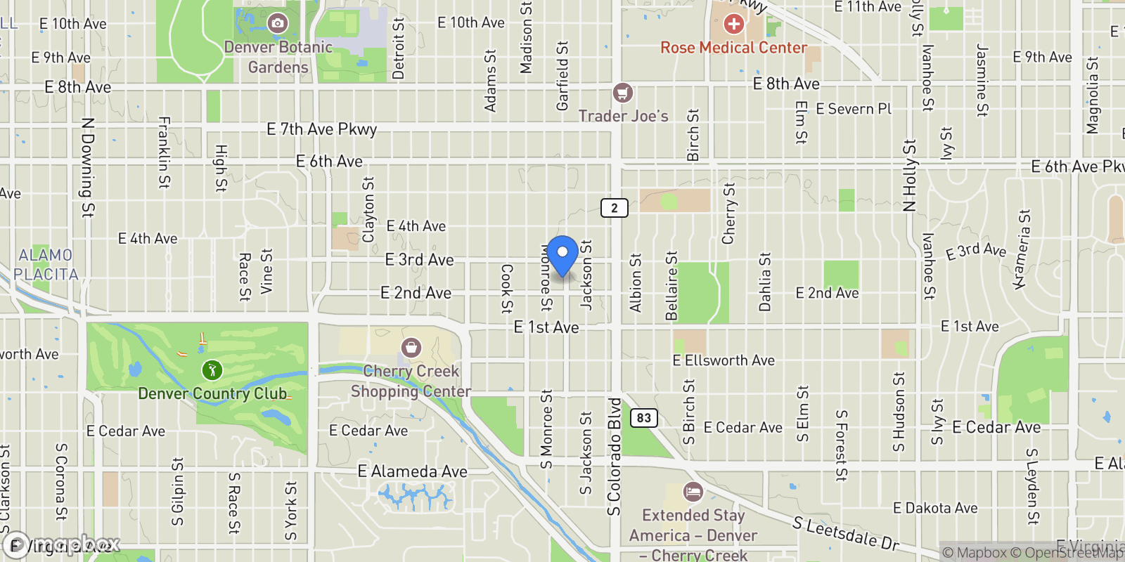 Map showing 203 Garfield Street , Denver, CO 80206, Denver, Colorado, United States.