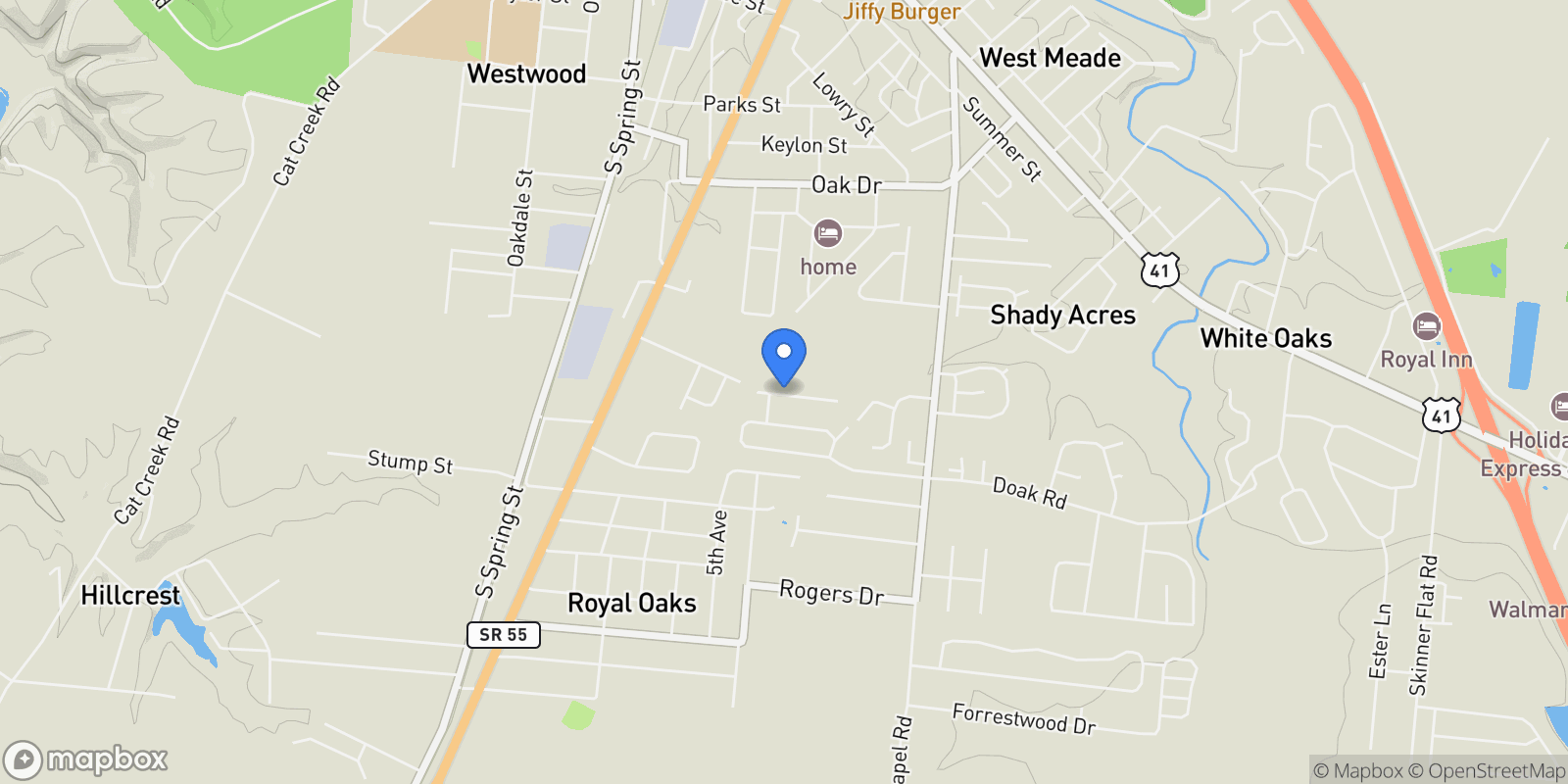 Map showing 195 Hamilton Ct, Manchester, TN 37355, Manchester, Tennessee, United States.