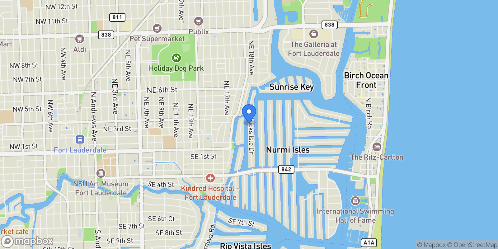Map showing 301 Hendricks Isle 10, Fort Lauderdale, Florida, United States.