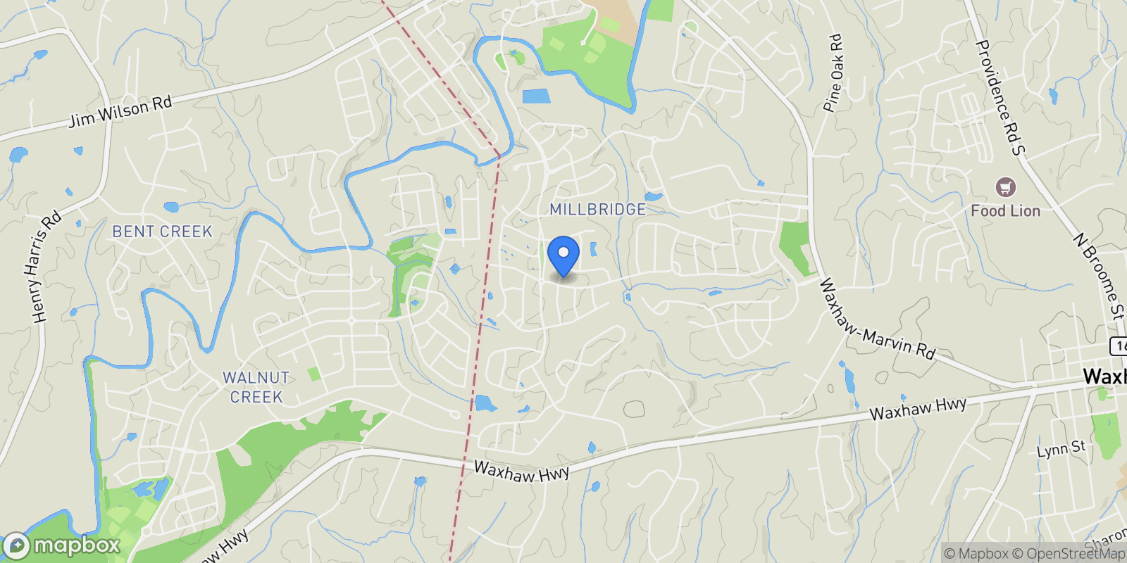 Map showing 5036 Hudson Mill Drive, Waxhaw, NC 28173, Waxhaw, North Carolina, United States.