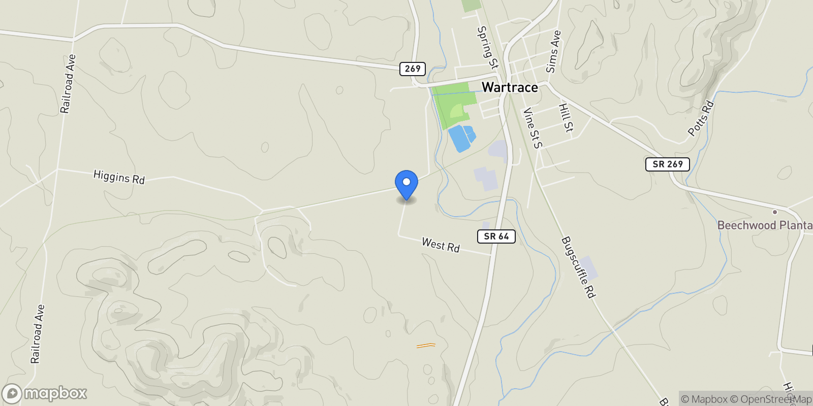 Map showing 161 West Road, Wartrace, TN 37183, Wartrace, Tennessee, United States.