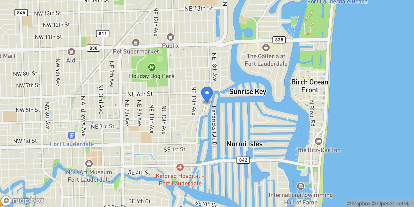 Map showing 500 N Victoria Park Road, Fort Lauderdale, Florida, United States.