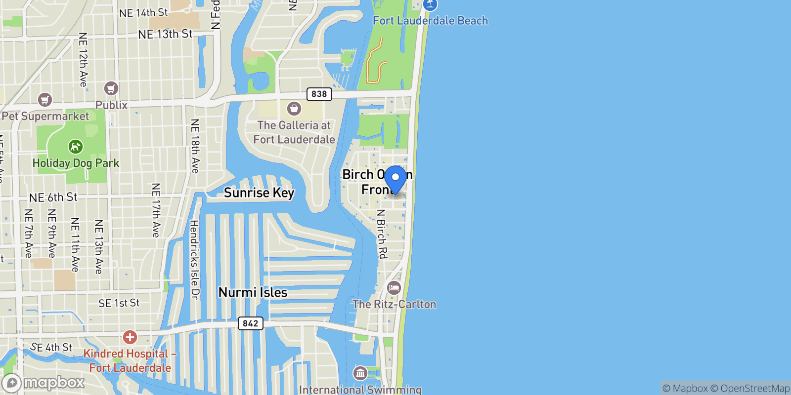 Map showing 525 N Fort Lauderdale Beach Blvd 2201, Fort Lauderdale, Florida, United States.