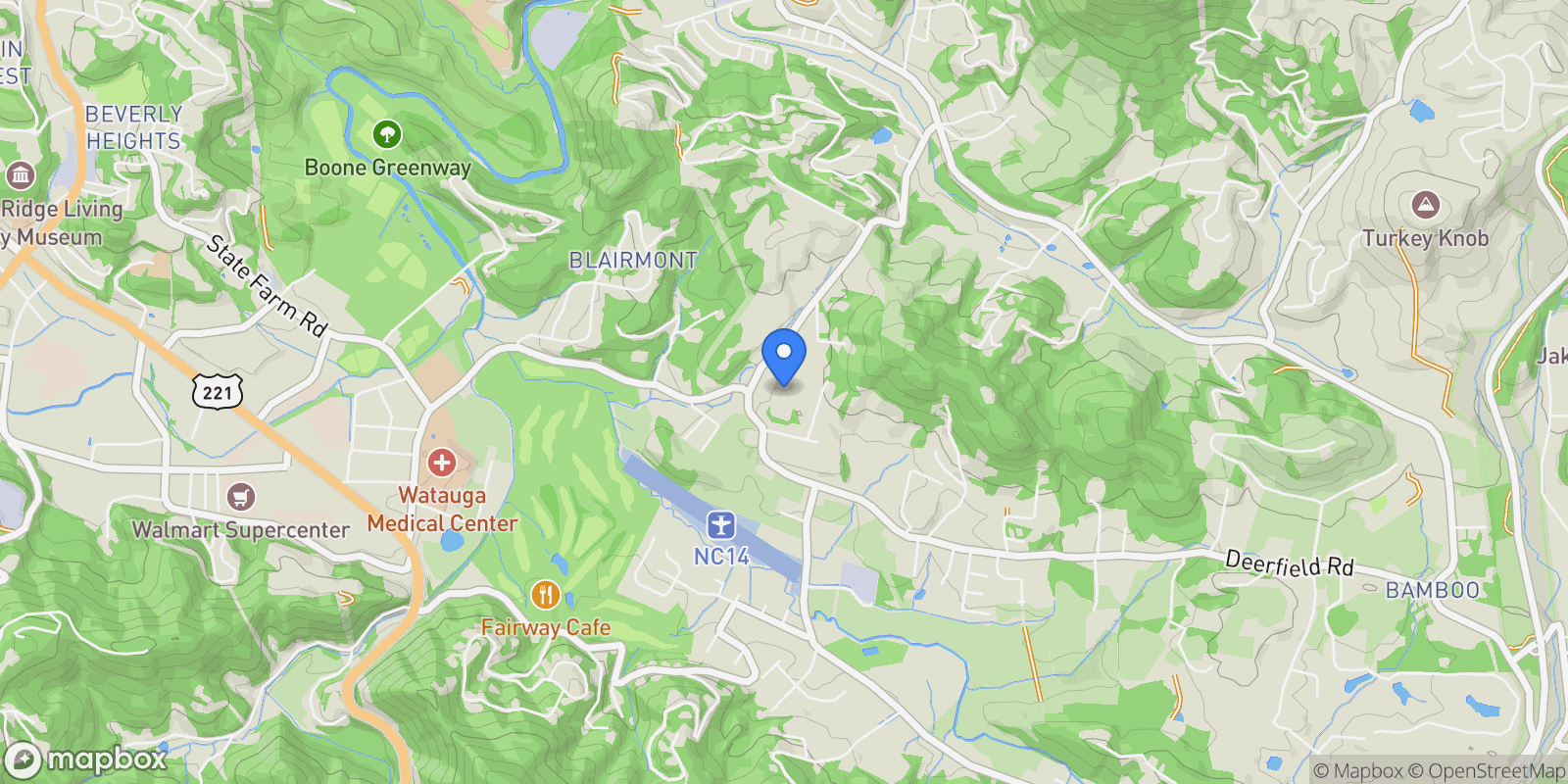 Map showing 140 Wilson Ridge Road, Boone, NC 28607, Boone, North Carolina, United States.