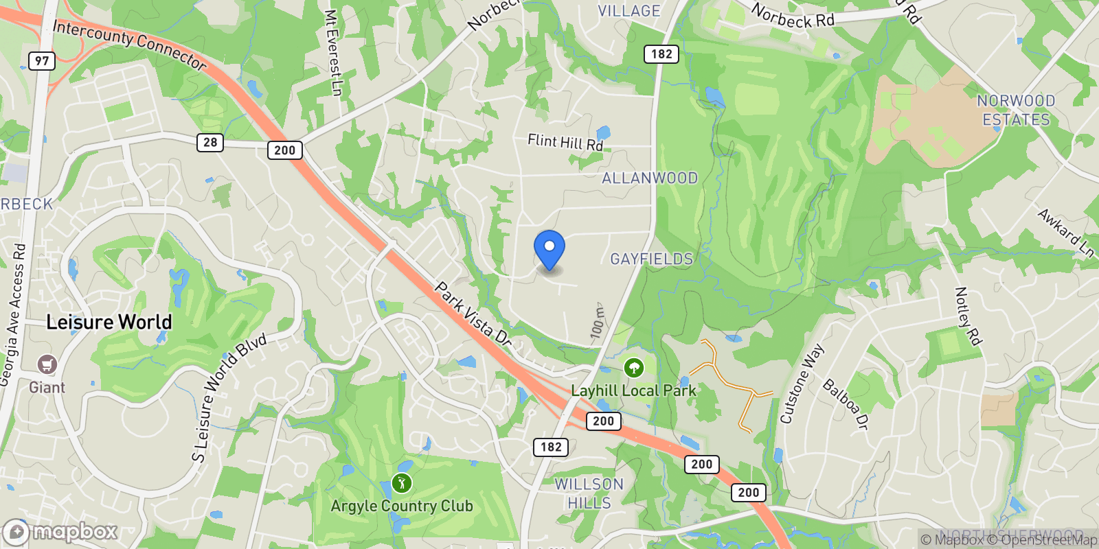 Map showing 1929 Morningmist Drive, Silver Spring, MD 20906, Silver Spring, Maryland, United States.