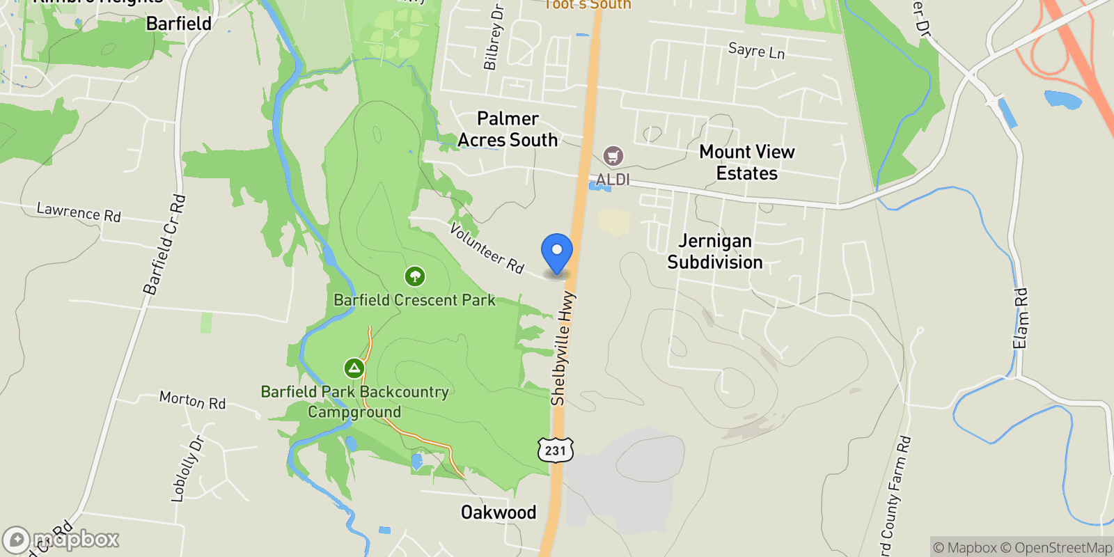 Map showing 194 Volunteer Rd, Murfreesboro, TN 37128, Murfreesboro, Tennessee, United States.